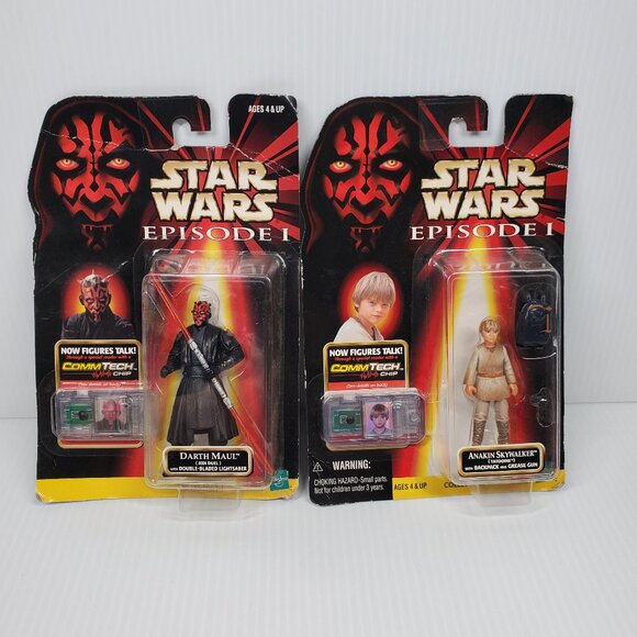 Lot of 2 Star Wars Episode 1 Figures: Anakin Skywalker Tatooine and Darth Maul - Picture 1 of 5